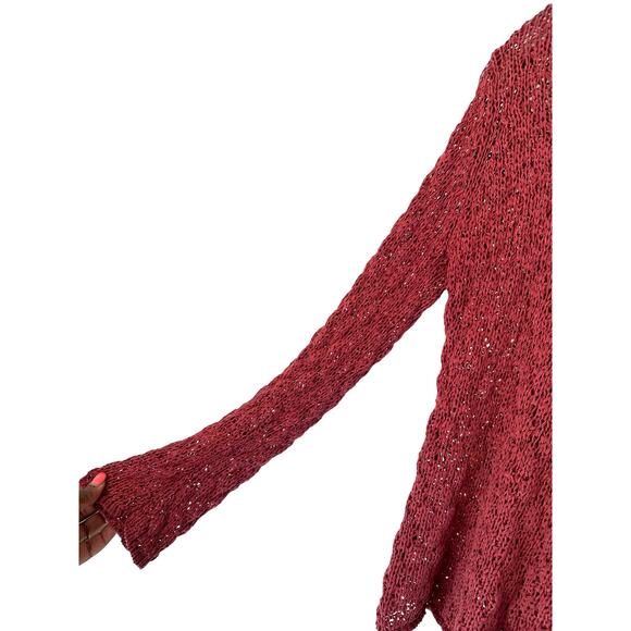 Anthropologie Moth Pink Knit Brat Cozy Hooded Pullover Sweater Size Medium - Picture 5 of 9